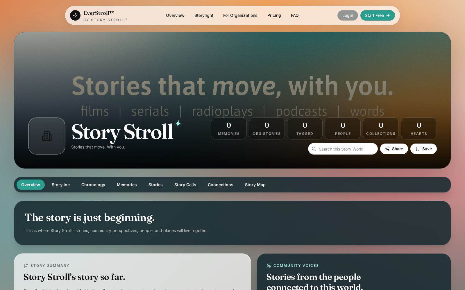 Actual EverStroll Story Stroll brand Story World page